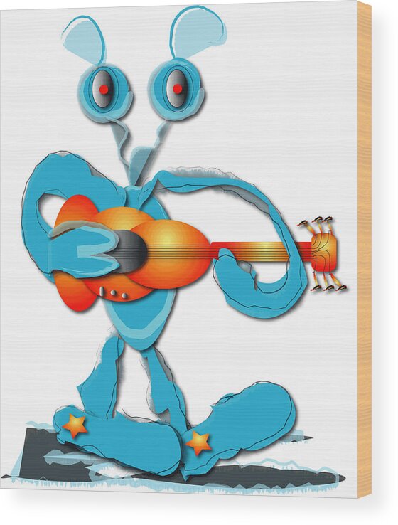 Childrens Art Wood Print featuring the digital art Guitar Rocker by Marvin Blaine