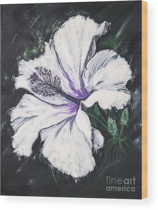 Hibiscus Wood Print featuring the mixed media Happy Hibiscus by Scott and Dixie Wiley