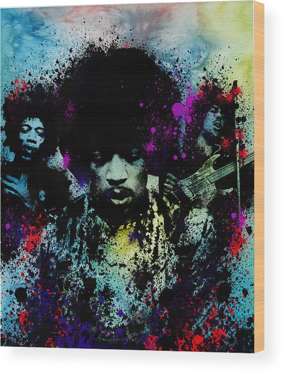 Jimi Hendrix Wood Print featuring the painting Hendrix 4 by Bekim M