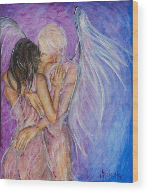 Angel Lovers Wood Print featuring the painting I Believed In You by Nik Helbig