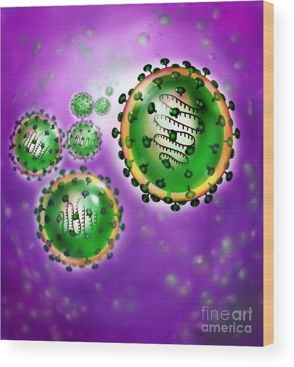 Virus Wood Print featuring the photograph Illustration Of Sars Virus by Jim Dowdalls