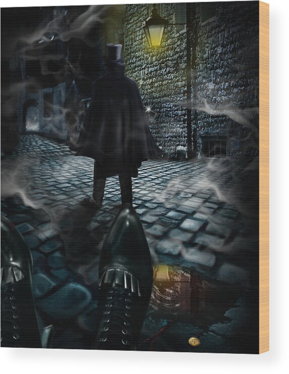 Top Hat Wood Print featuring the digital art Jack the ripper by Alessandro Della Pietra