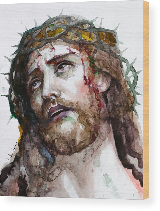 Jesus Christ Wood Print featuring the painting The Suffering God by Laur Iduc