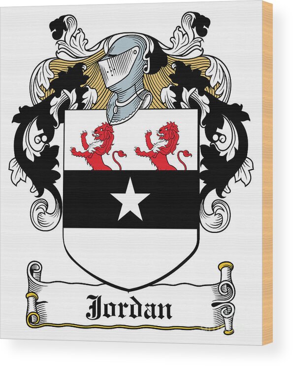 Jordan Wood Print featuring the digital art Jordan Coat of Arms Dublin by Heraldry