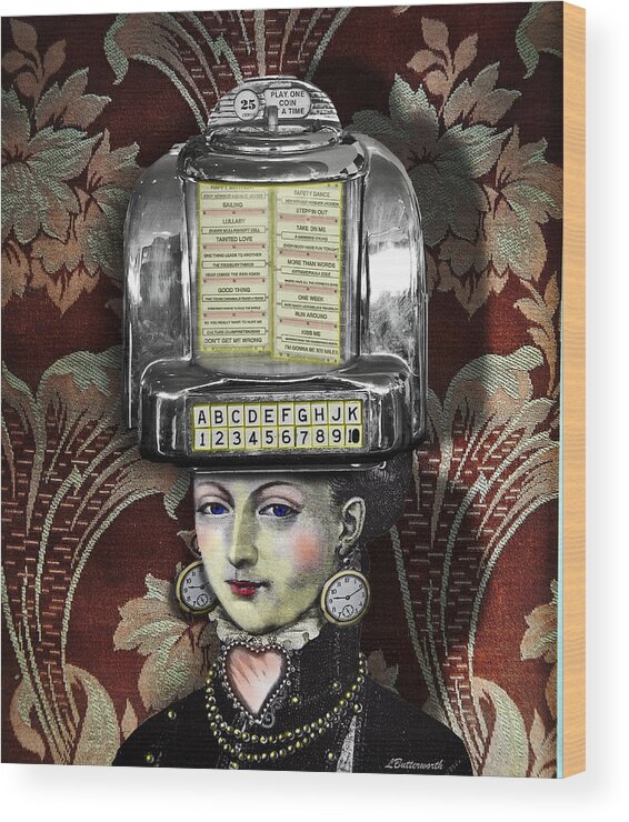 Steampunk Wood Print featuring the digital art Lady Wurlitzer by Larry Butterworth