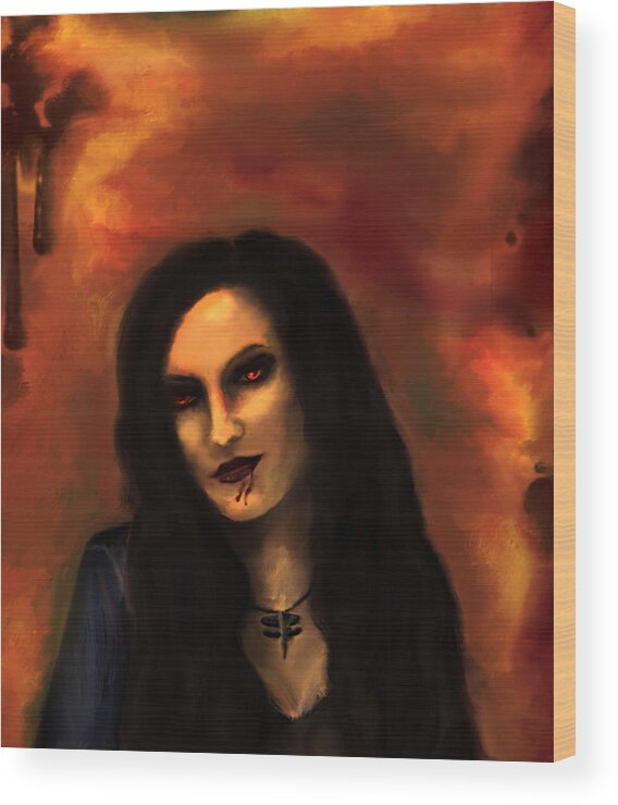 Lilith Wood Print featuring the painting Lilith by Sophia Gaki Artworks