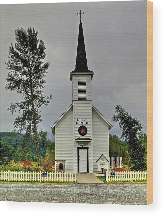 Little White Church Wood Print featuring the photograph Little White Church by SC Heffner