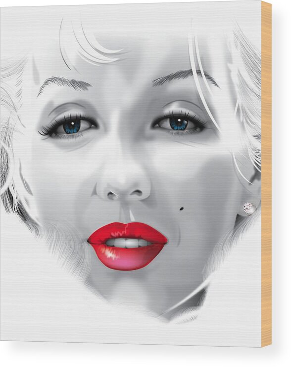 Marilyn Monroe Wood Print featuring the digital art Marilyn Monroe by Brian Gibbs
