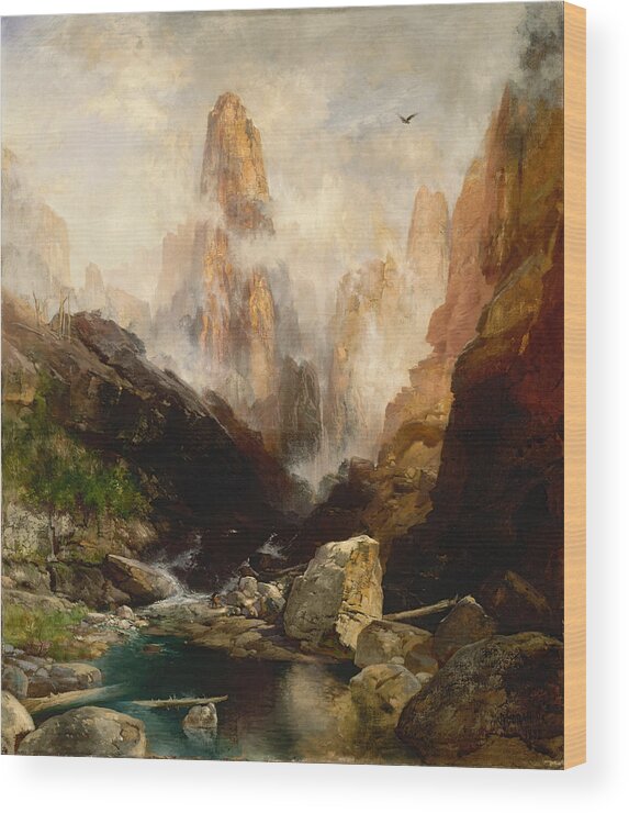 Thomas Moran Wood Print featuring the painting Mist in Kanab Canyon Utah by Thomas Moran