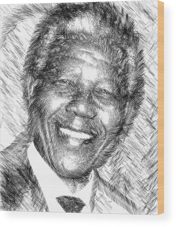 Nelson Mandela Wood Print featuring the digital art Nelson Mandela by Rafael Salazar