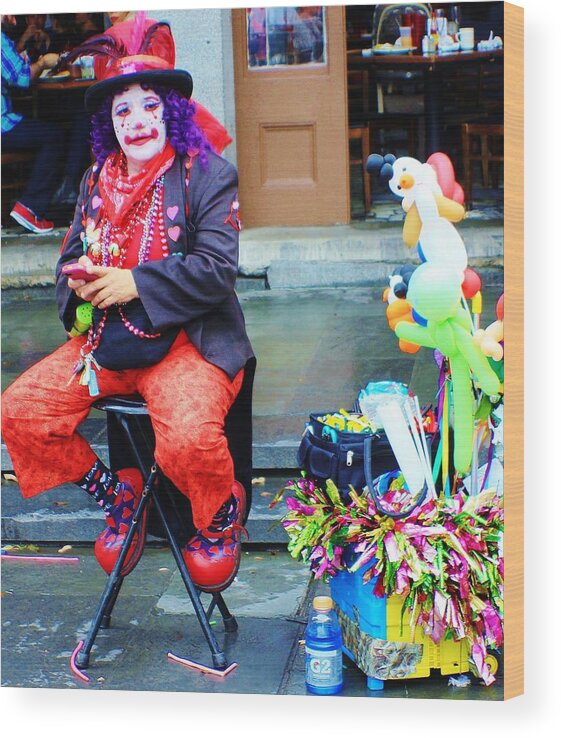 Circus Wood Print featuring the photograph New Orleans Clown by Iryna Goodall