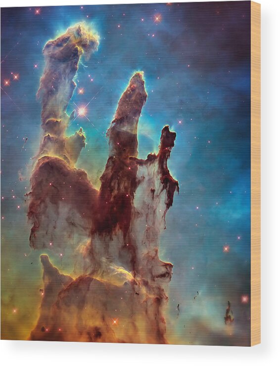 Pillars Of Creation Wood Print featuring the photograph Pillars of Creation in High Definition Cropped by Jennifer Rondinelli Reilly - Fine Art Photography