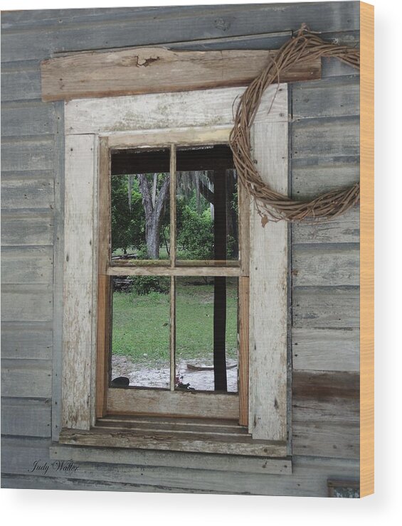 Country Wood Print featuring the photograph Porch Window by Judy Waller
