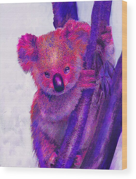 Koala Wood Print featuring the digital art Purple Koala by Jane Schnetlage