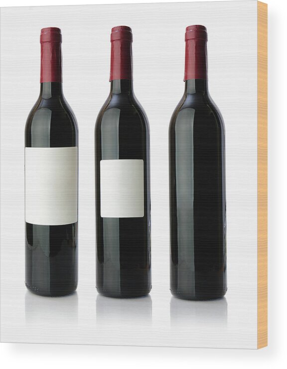 White Background Wood Print featuring the photograph Red Wine Bottle Xxxlarge by Serts