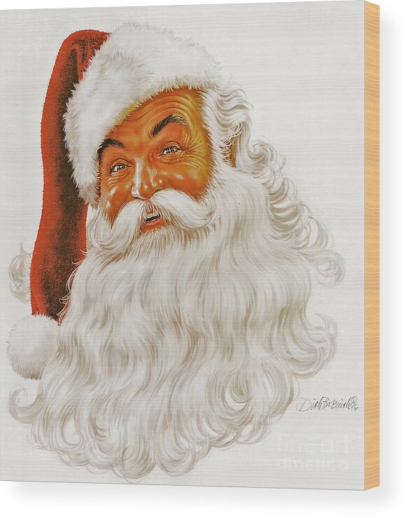 Santa Claus Wood Print featuring the painting Santa Claus Portrait by Dick Bobnick