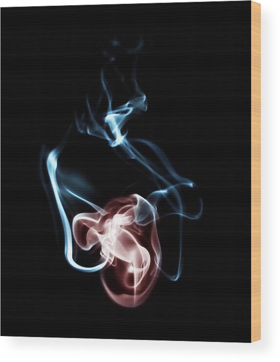 Abstract Artistic Photograph Of Rising Incense Smoke. Wood Print featuring the photograph Smoke 3 - Mother and Child by Mark Fuller