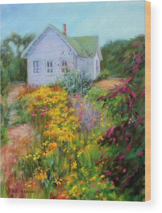 Bonnie Mason Wood Print featuring the painting Summer Place- On the Outer Banks by Bonnie Mason