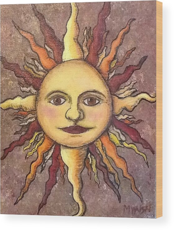 Sun Celestial Wood Print featuring the painting Sun Dance by Megan Walsh
