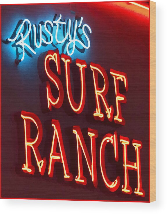 Surf Ranch Sign Wood Print featuring the photograph Surf Ranch Sign by Chuck Staley