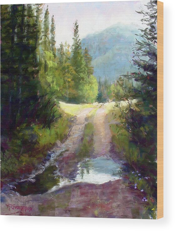 Mountains Wood Print featuring the painting The Clearing by Mary Giacomini