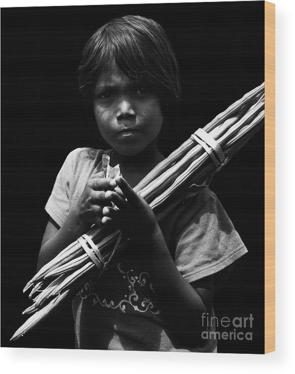 Child Wood Print featuring the photograph The Curse of Poverty by Venura Herath