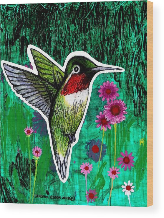 Hummingbird Wood Print featuring the painting The Hummingbird by Genevieve Esson