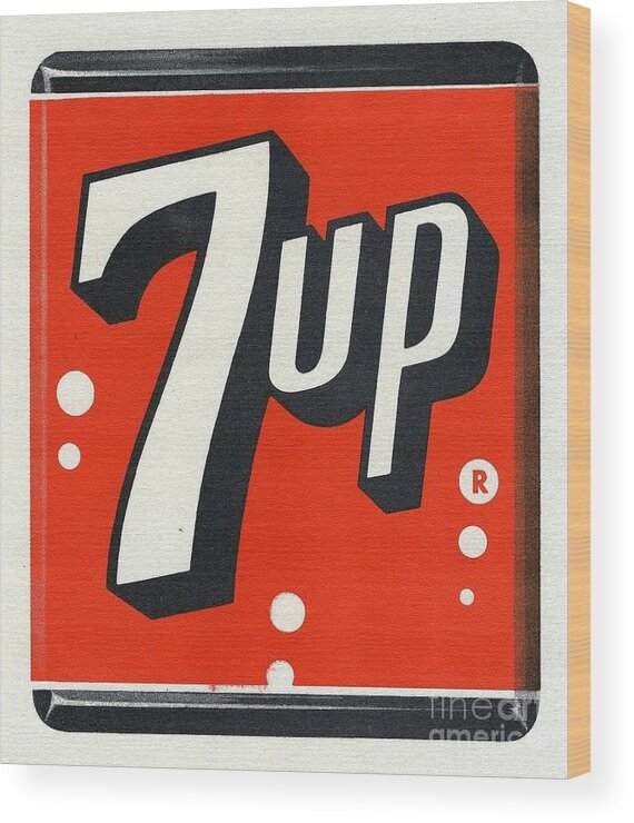 Vintage Wood Print featuring the photograph Vintage 7-UP Logo by Action