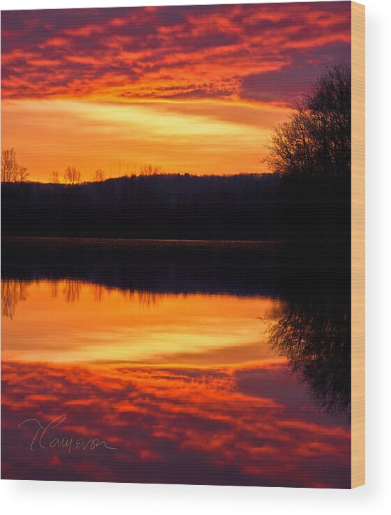 Farmington River Wood Print featuring the photograph Water on Fire by Tom Cameron
