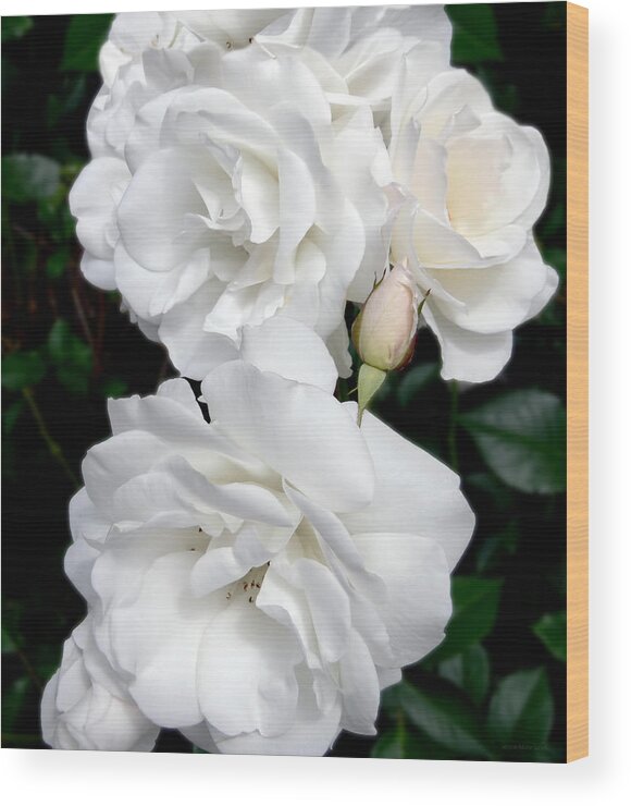 Rose Wood Print featuring the photograph White Roses Bouquet by Jennie Marie Schell