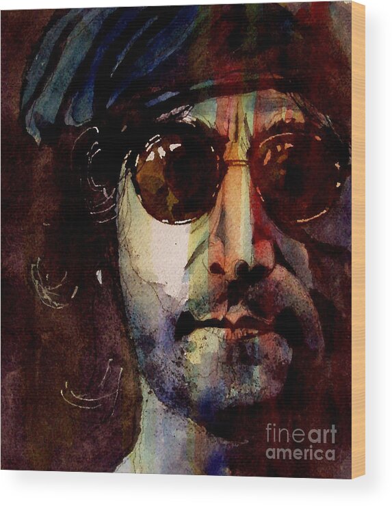 John Lennon Wood Print featuring the painting Working Class Hero by Paul Lovering