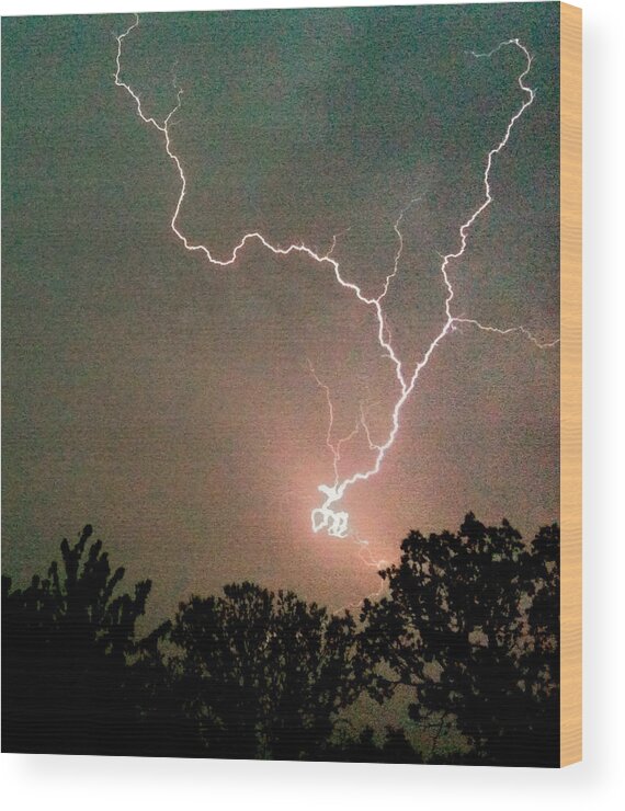 Lightning Photographs Wood Print featuring the photograph Lightning Strike #1 by Kristina Chapman