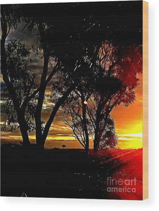 Blair Stuart Wood Print featuring the photograph Outback sunset #2 by Blair Stuart