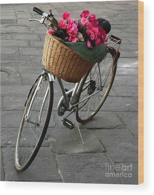 Bicycle Wood Print featuring the photograph A Flower Delivery by Vivian Christopher