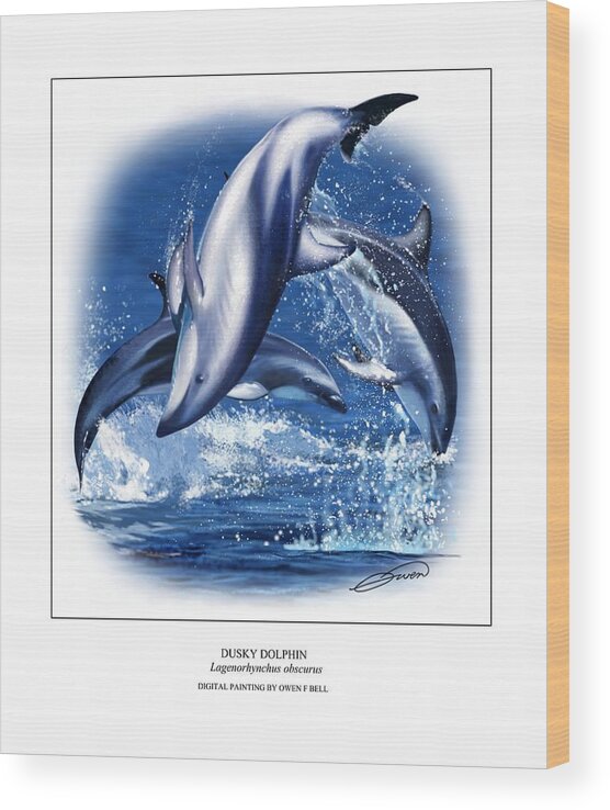 Dusky Wood Print featuring the digital art Dusky Dolphin by Owen Bell