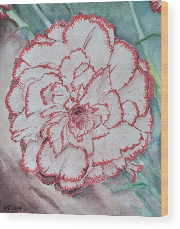 Carnation Wood Print featuring the painting Large Carnation by Alex Vishnevsky