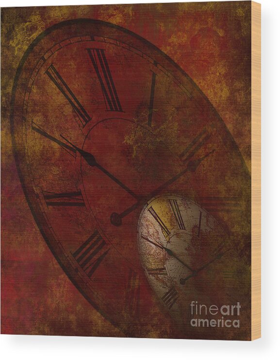Clock Wood Print featuring the digital art Losing Time by Lisa Lambert-Shank