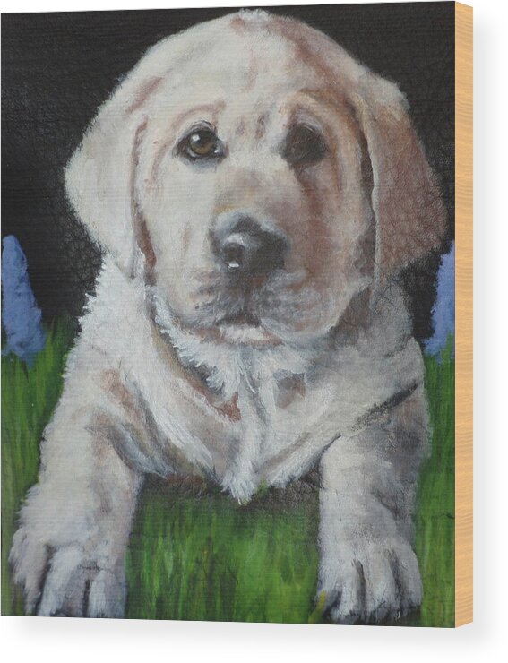 Yellow Labrador Wood Print featuring the painting Homer #1 by Carol Russell