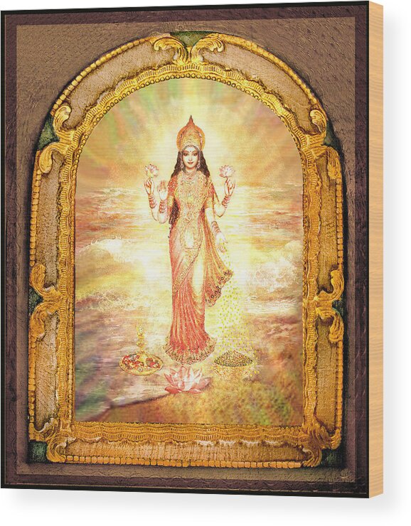 Goddess Wood Print featuring the Lakshmis Birth from the Milk Ocean #2 by Ananda Vdovic