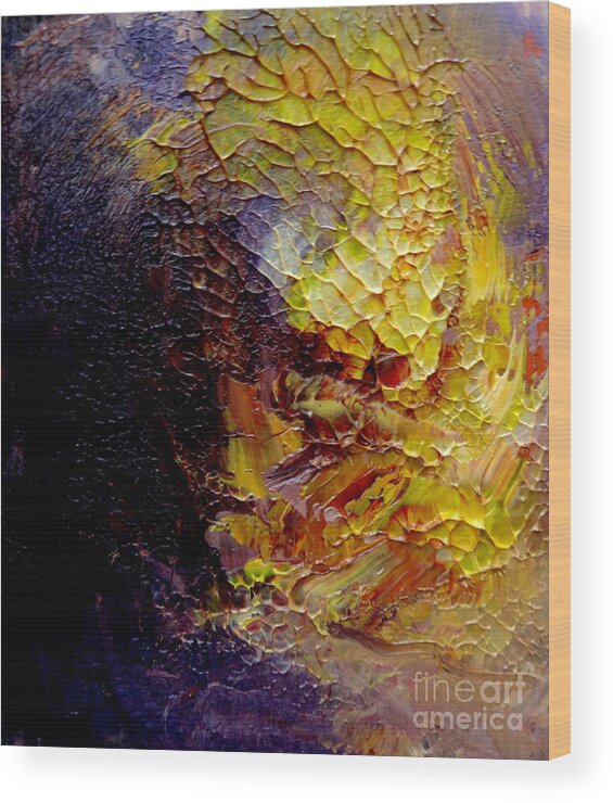 Abstract Wood Print featuring the painting Monsoon by Fred Wilson