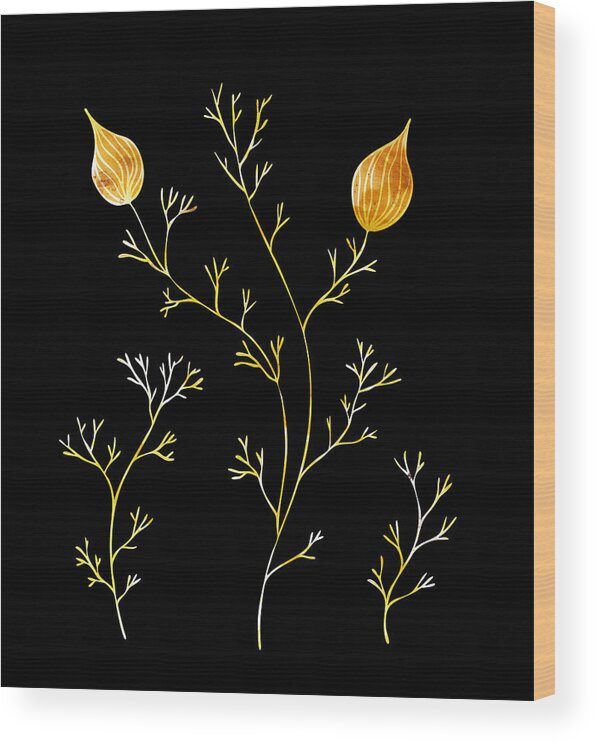 Floral Wood Print featuring the painting Organic Forms #1 by Frank Tschakert
