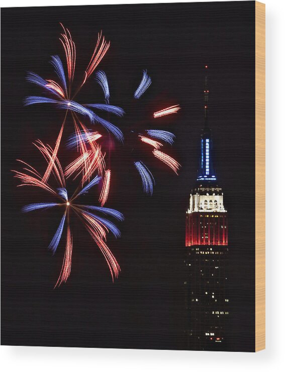 Empire State Building Wood Print featuring the photograph Red White and Blue by Susan Candelario