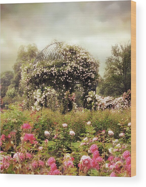 Rose Garden Wood Print featuring the photograph The Rose Gazebo by Jessica Jenney