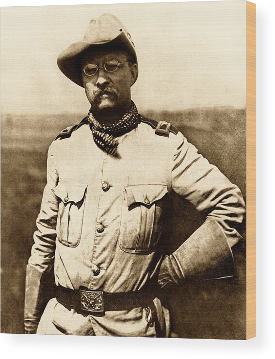 Theodore Roosevelt Wood Print featuring the photograph Colonel Theodore Roosevelt by War Is Hell Store