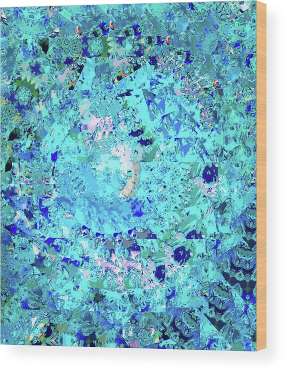 Abstract In Blue Wood Print featuring the digital art Abstract in Blue No. 56-2 by Sandy Taylor