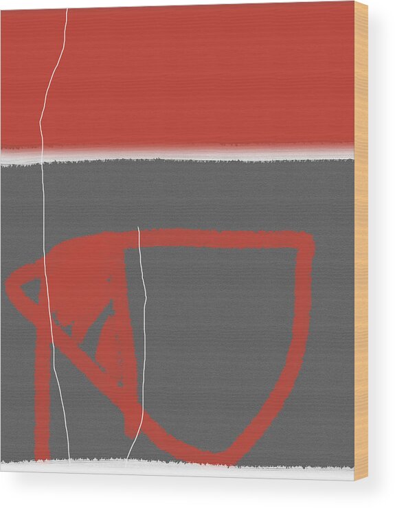 Abstract Wood Print featuring the painting Abstract Red by Naxart Studio
