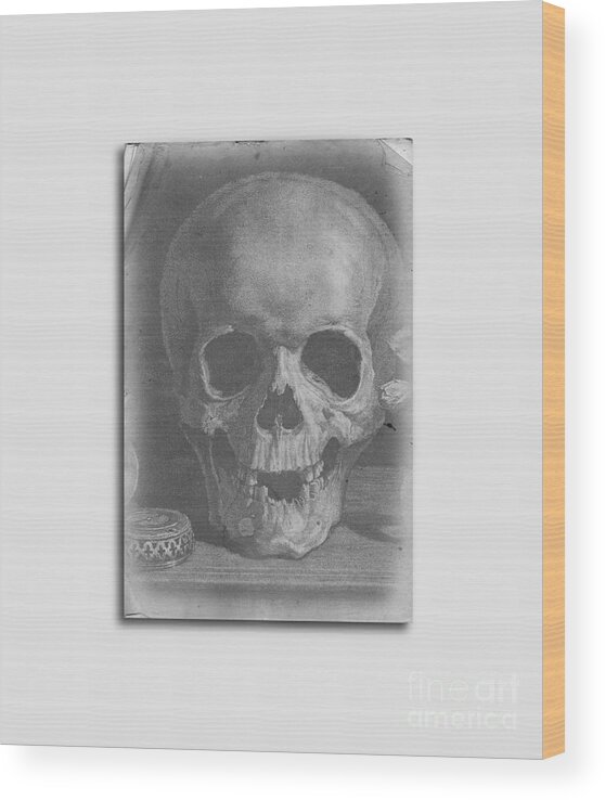 Skull Wood Print featuring the digital art Ancient Skull Tee by Edward Fielding