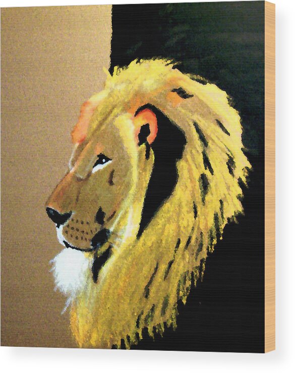 Lion Wood Print featuring the painting Another Leo by Lorna Lorraine