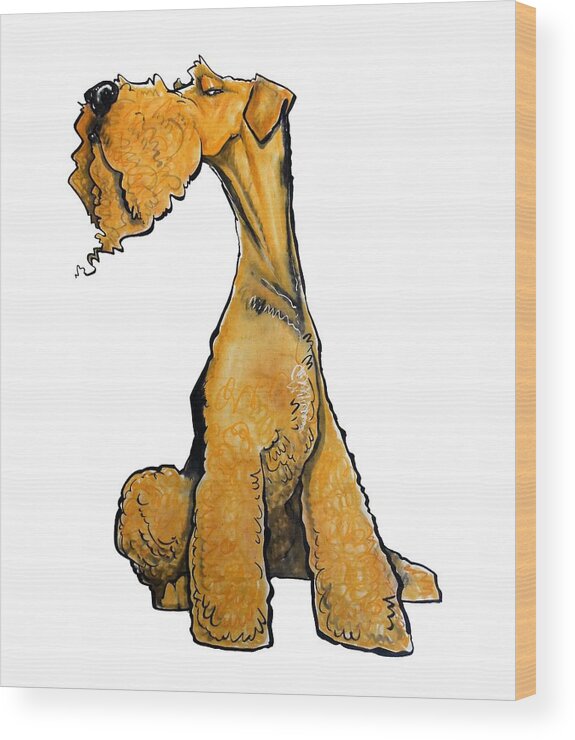 Airedale Wood Print featuring the drawing Arrogant Airedale by John LaFree