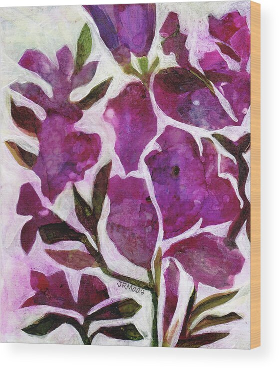 Dark Pink Azaleas Wood Print featuring the mixed media Azaleas by Julie Maas